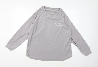 Love To Lounge Womens Grey  Fleece Top Pyjama Top Size 14