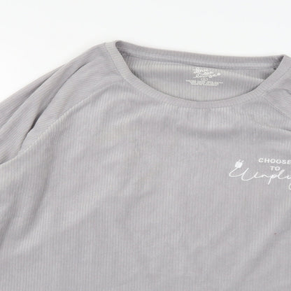 Love To Lounge Womens Grey  Fleece Top Pyjama Top Size 14