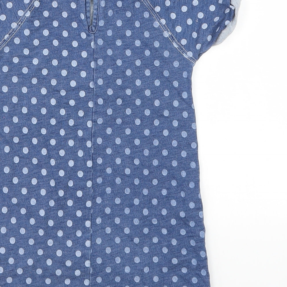 NEXT Girls Blue Polka Dot Denim T-Shirt Dress  Size 12-18 Months