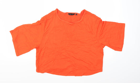Womens UK Size 14 New Look Orange Cropped T-Shirt