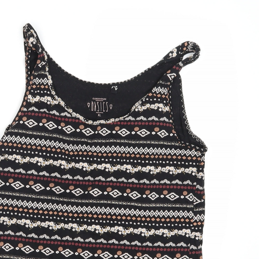 Clockhouse Womens Black Striped  Basic Tank Size XL