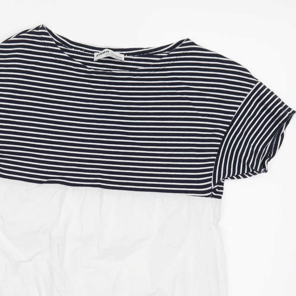 Womens UK Size S ZARA Blue Basic T-Shirt