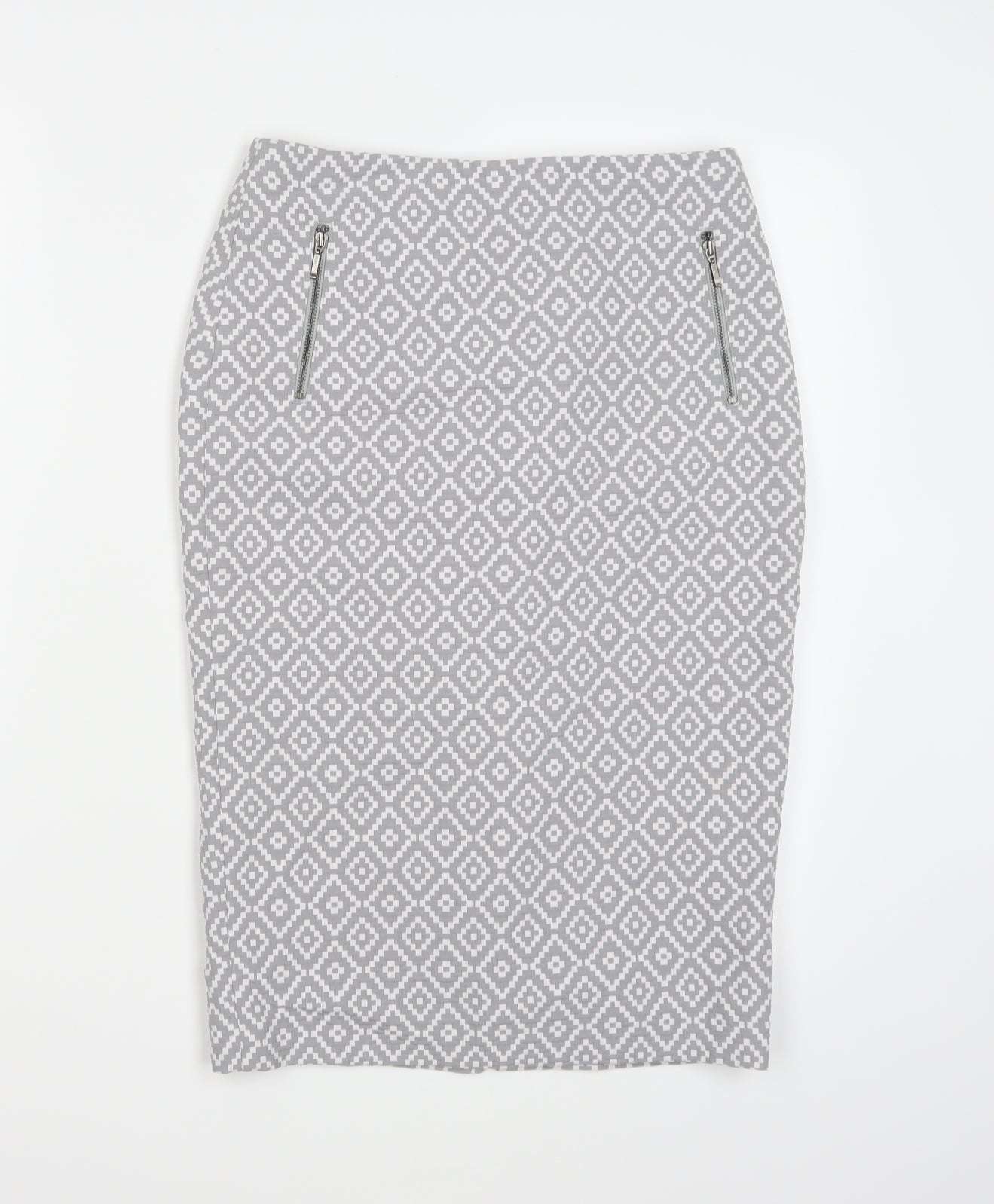 Marks and Spencer Womens Grey Geometric  A-Line Skirt Size 8