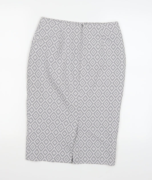 Marks and Spencer Womens Grey Geometric  A-Line Skirt Size 8