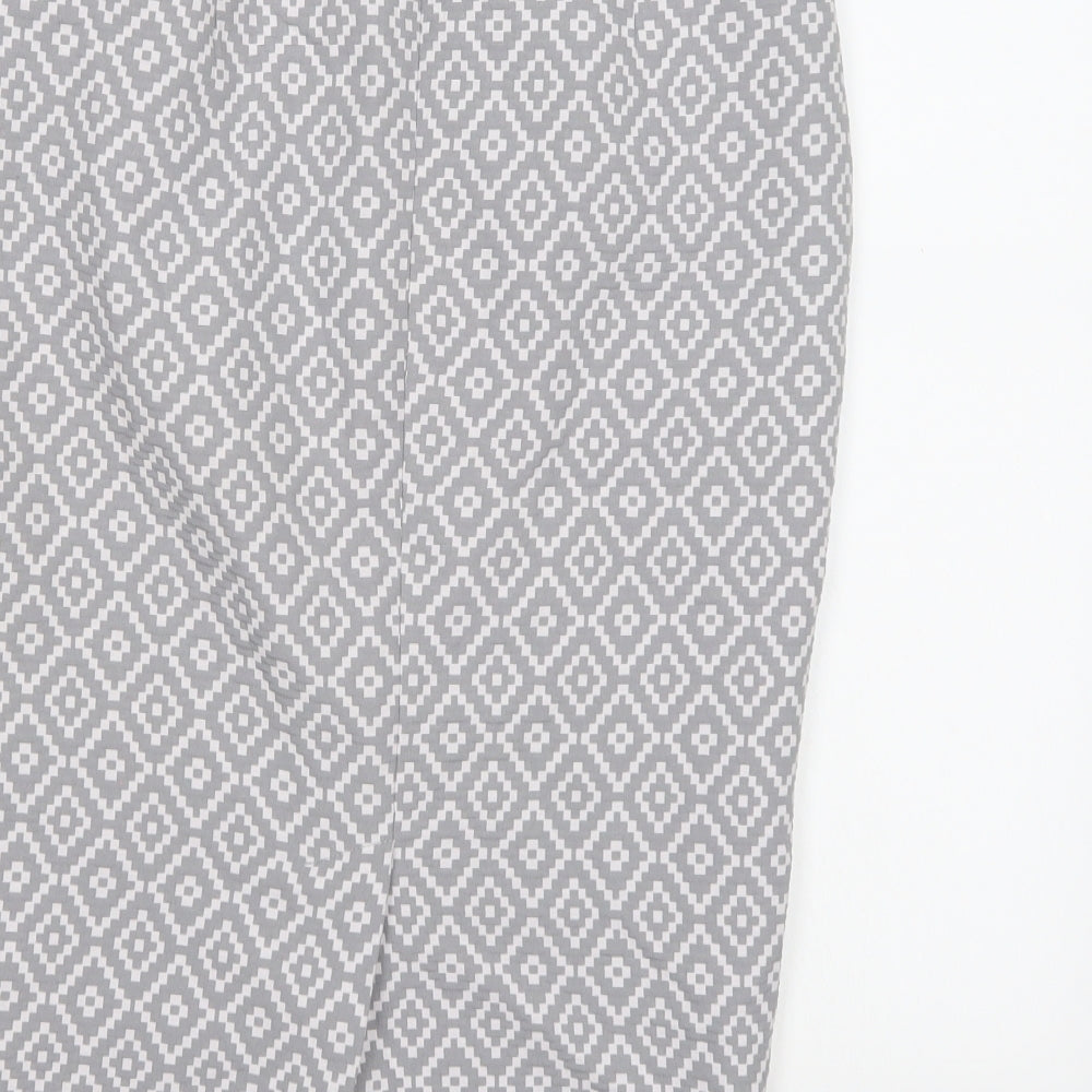 Marks and Spencer Womens Grey Geometric  A-Line Skirt Size 8