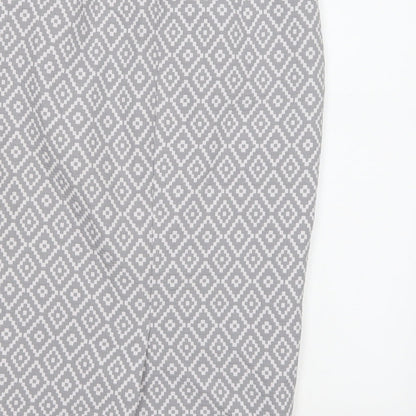 Marks and Spencer Womens Grey Geometric  A-Line Skirt Size 8