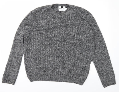 Topman Mens Grey  Knit Pullover Jumper Size S
