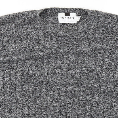 Topman Mens Grey  Knit Pullover Jumper Size S