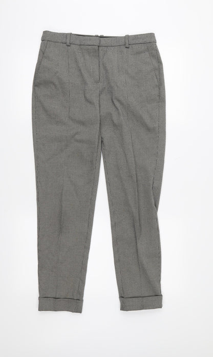 Mango Womens Grey Houndstooth  Cropped Trousers Size 8 L27 in