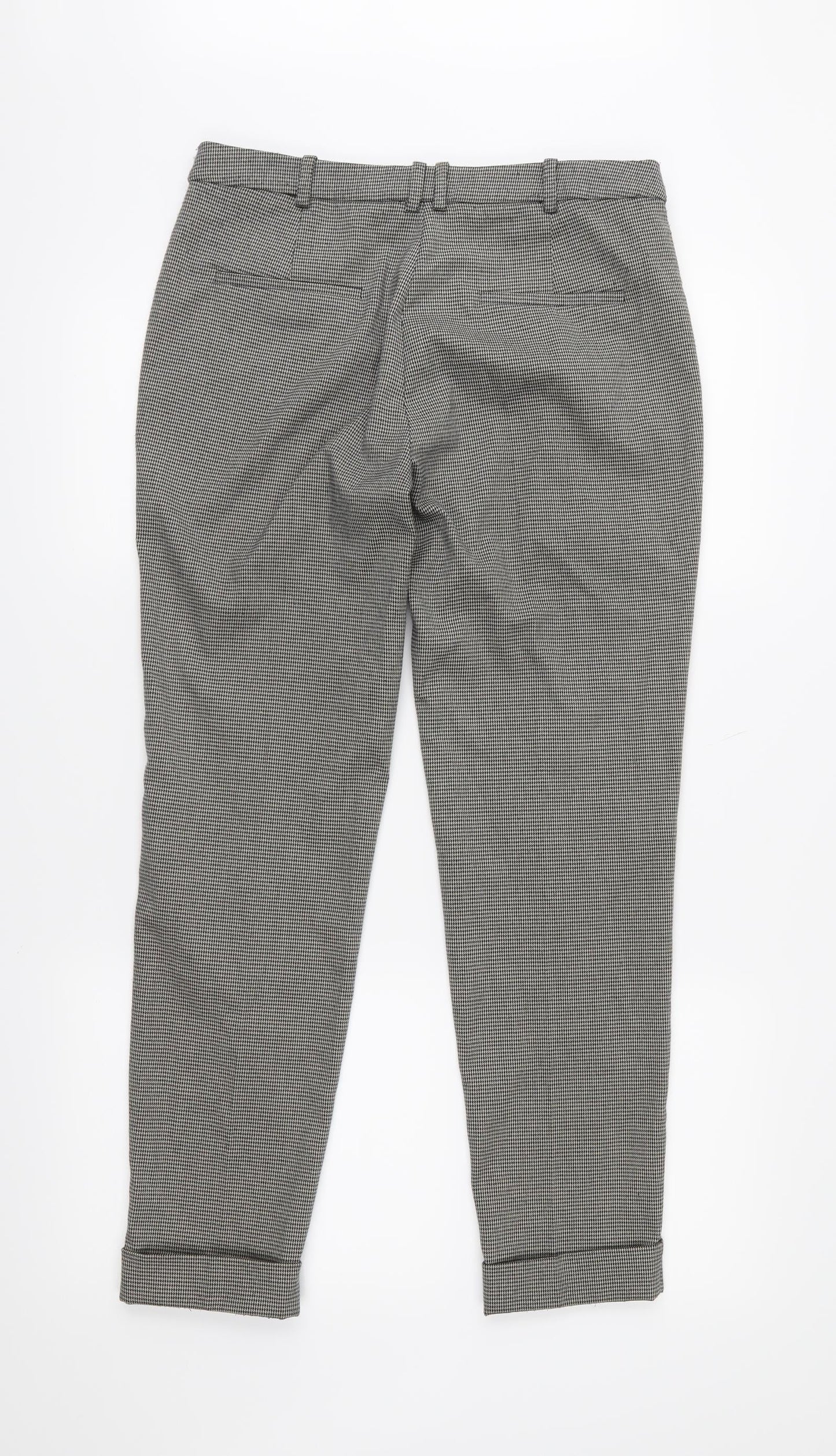 Mango Womens Grey Houndstooth  Cropped Trousers Size 8 L27 in