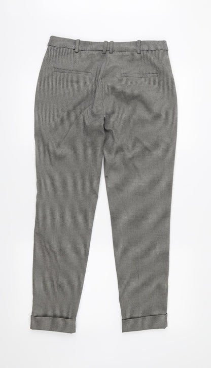 Mango Womens Grey Houndstooth  Cropped Trousers Size 8 L27 in