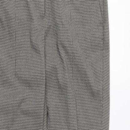 Mango Womens Grey Houndstooth  Cropped Trousers Size 8 L27 in