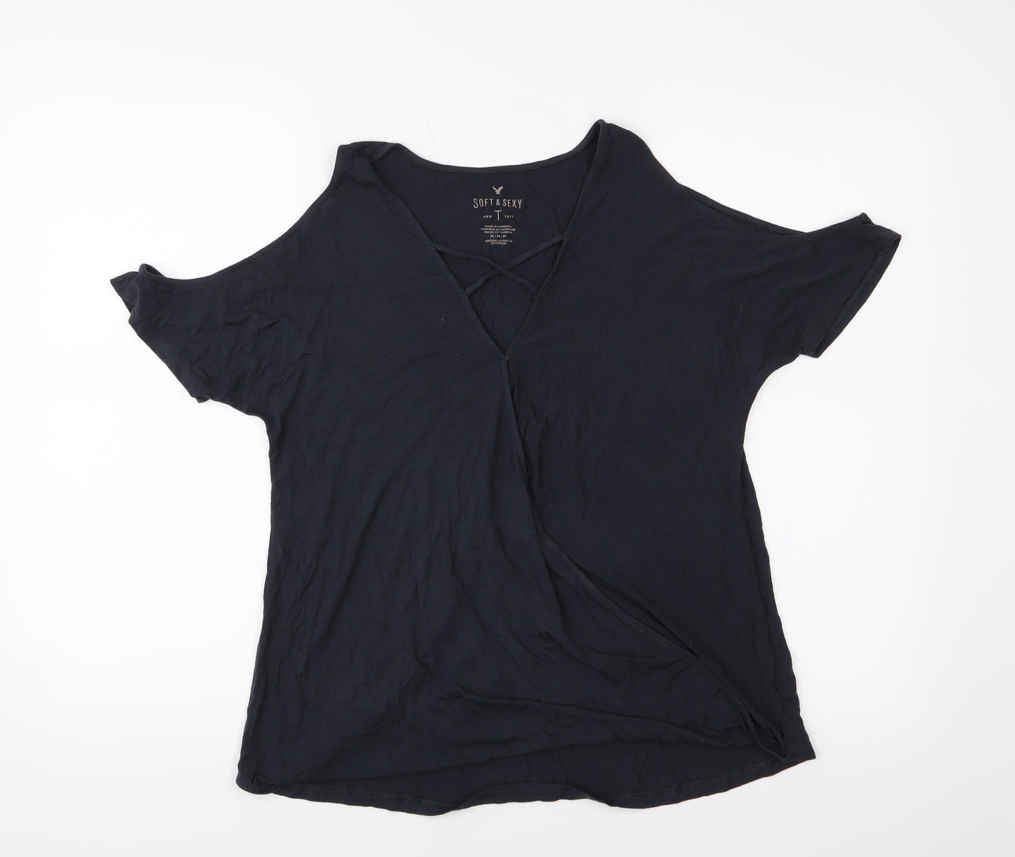Womens UK Size M American Eagle Black Basic T-Shirt