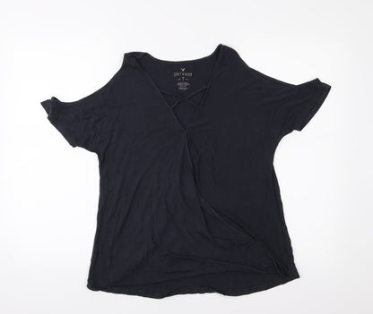 Womens UK Size M American Eagle Black Basic T-Shirt
