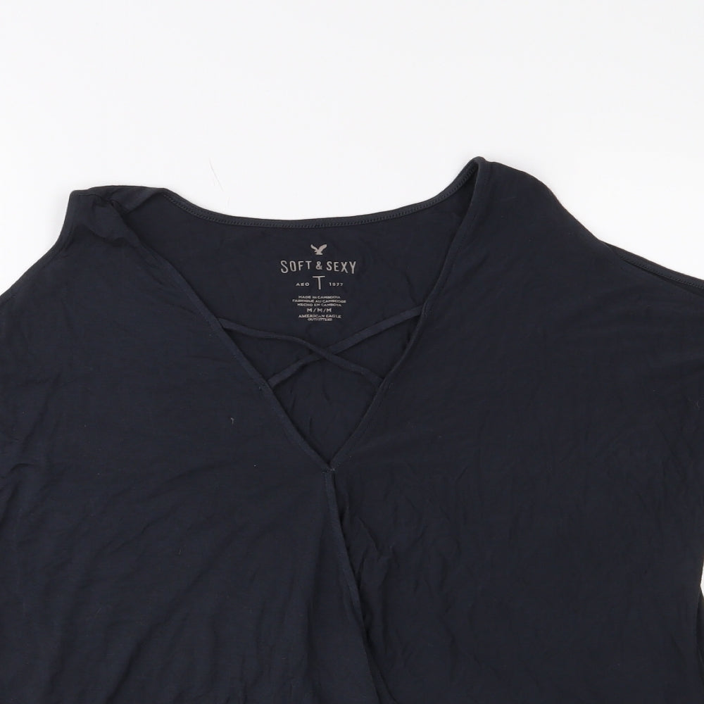 Womens UK Size M American Eagle Black Basic T-Shirt