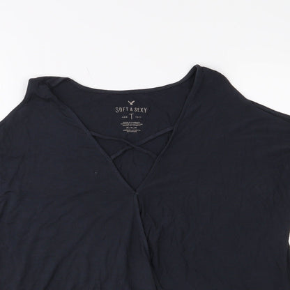 Womens UK Size M American Eagle Black Basic T-Shirt