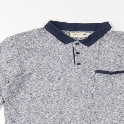 Mens UK Size M River Island Blue Pullover Jumper