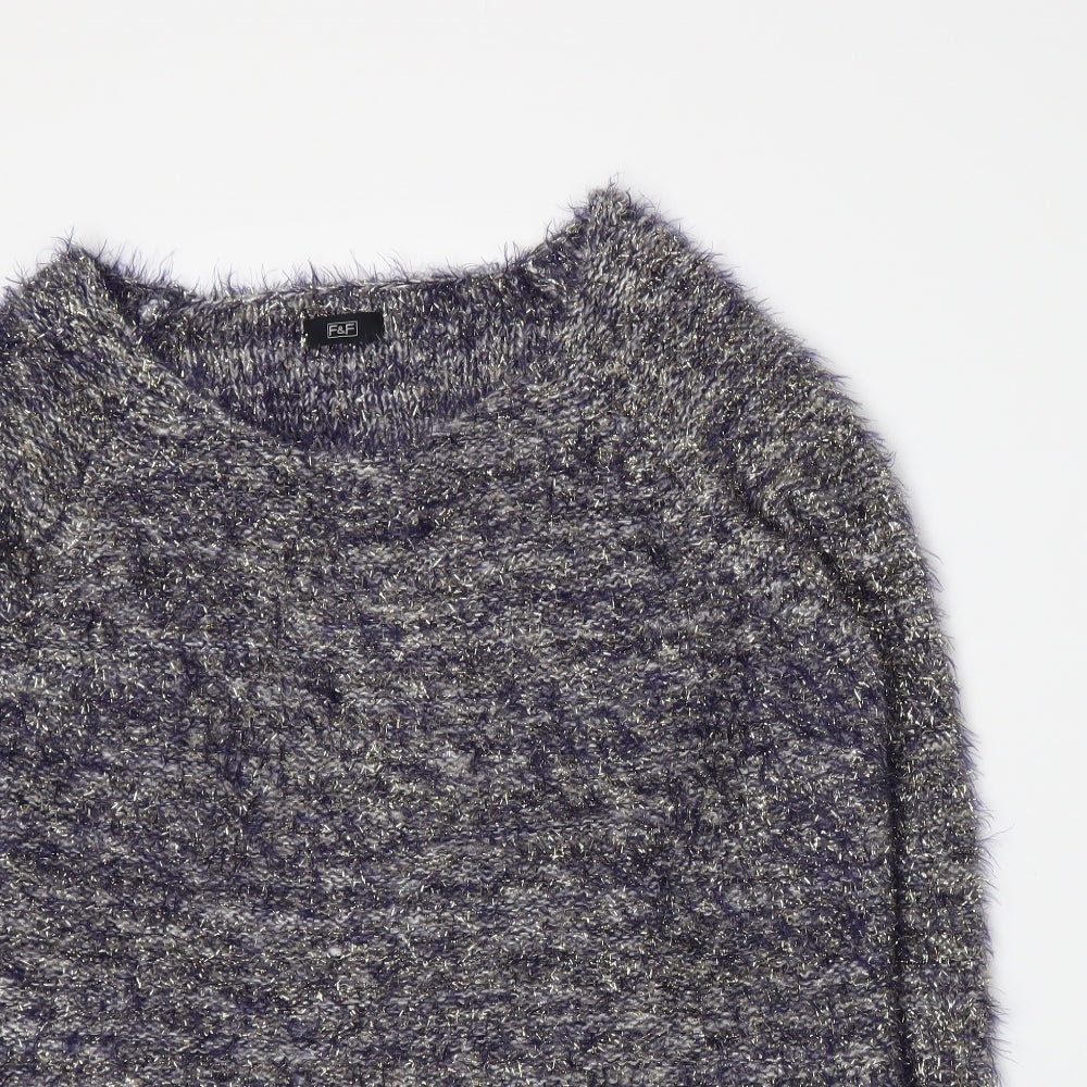 F&F Womens Blue  Knit Pullover Jumper Size 14