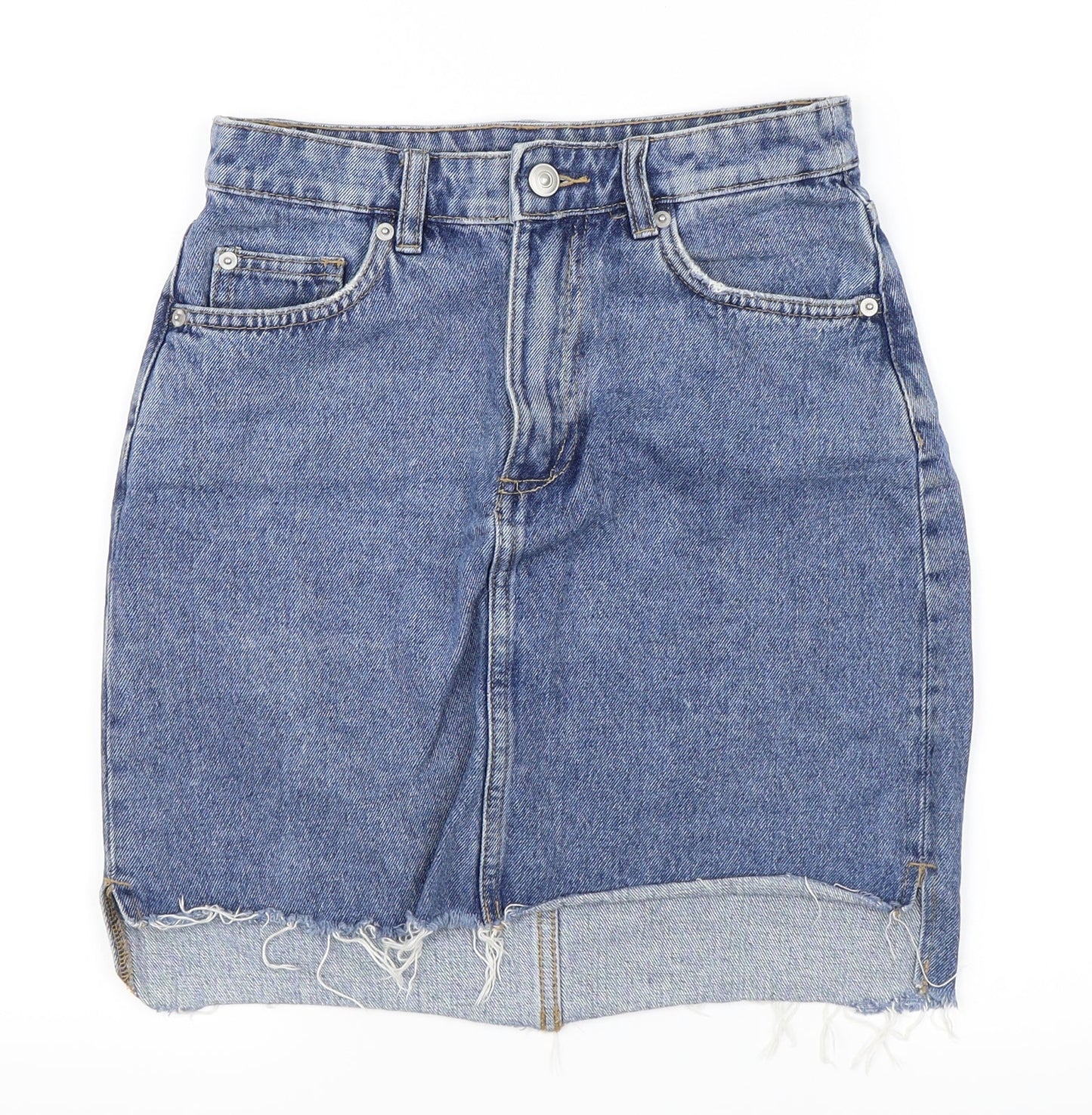 H&M Womens Blue  Denim Mini Skirt Size 8