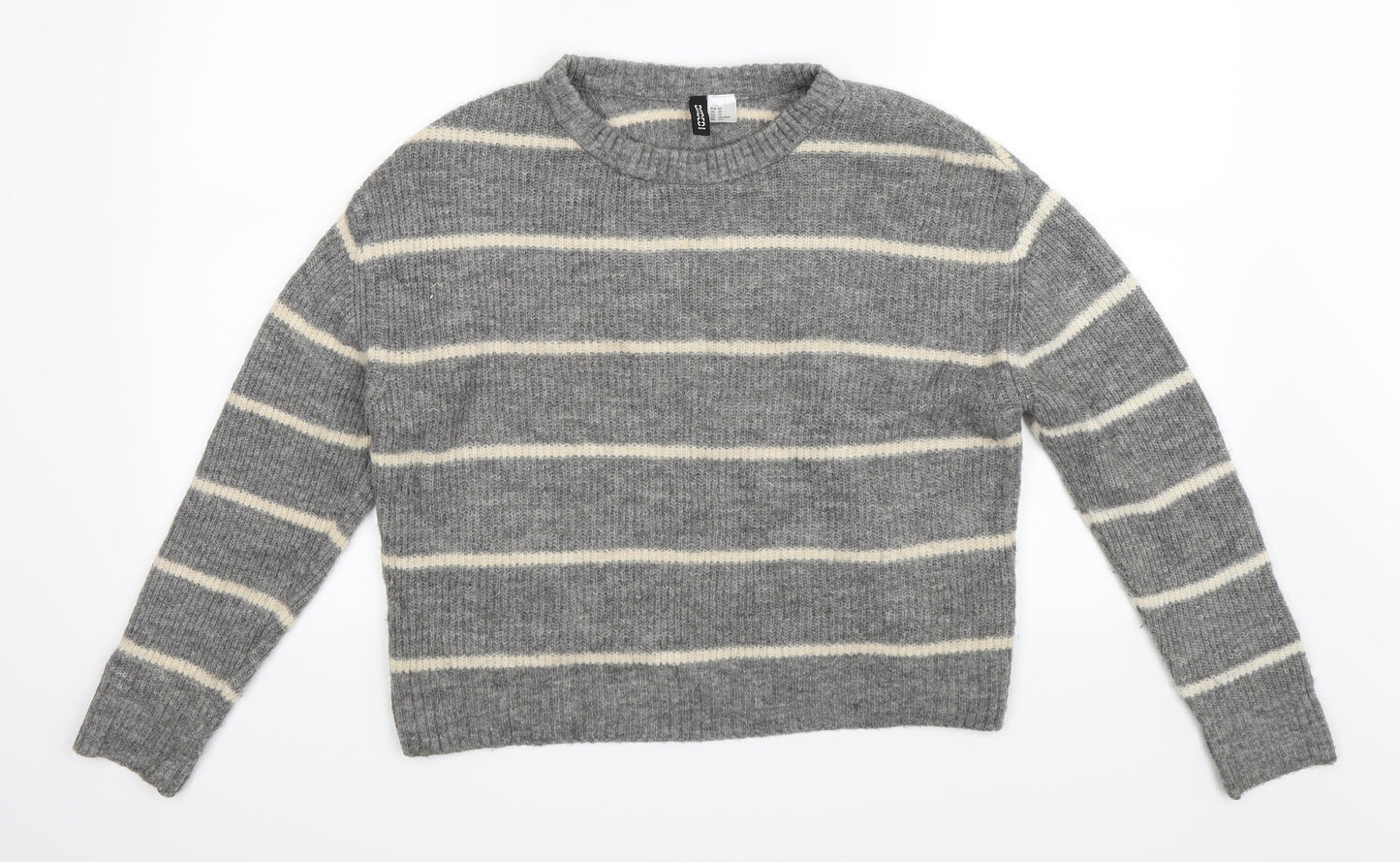 H&M Womens Grey Striped  Pullover Jumper Size XS