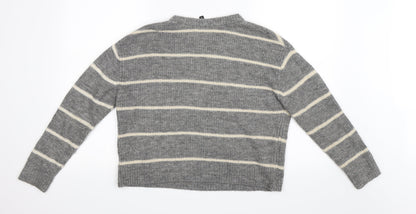 H&M Womens Grey Striped  Pullover Jumper Size XS