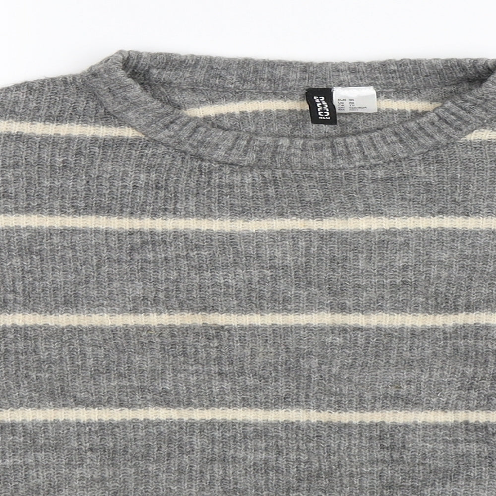 H&M Womens Grey Striped  Pullover Jumper Size XS