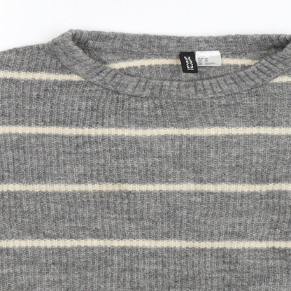 H&M Womens Grey Striped  Pullover Jumper Size XS