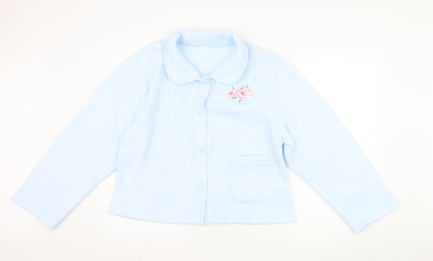 Preworn Womens Blue Floral Fleece Top Pyjama Top Size L