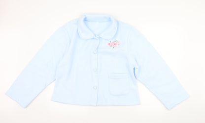 Preworn Womens Blue Floral Fleece Top Pyjama Top Size L