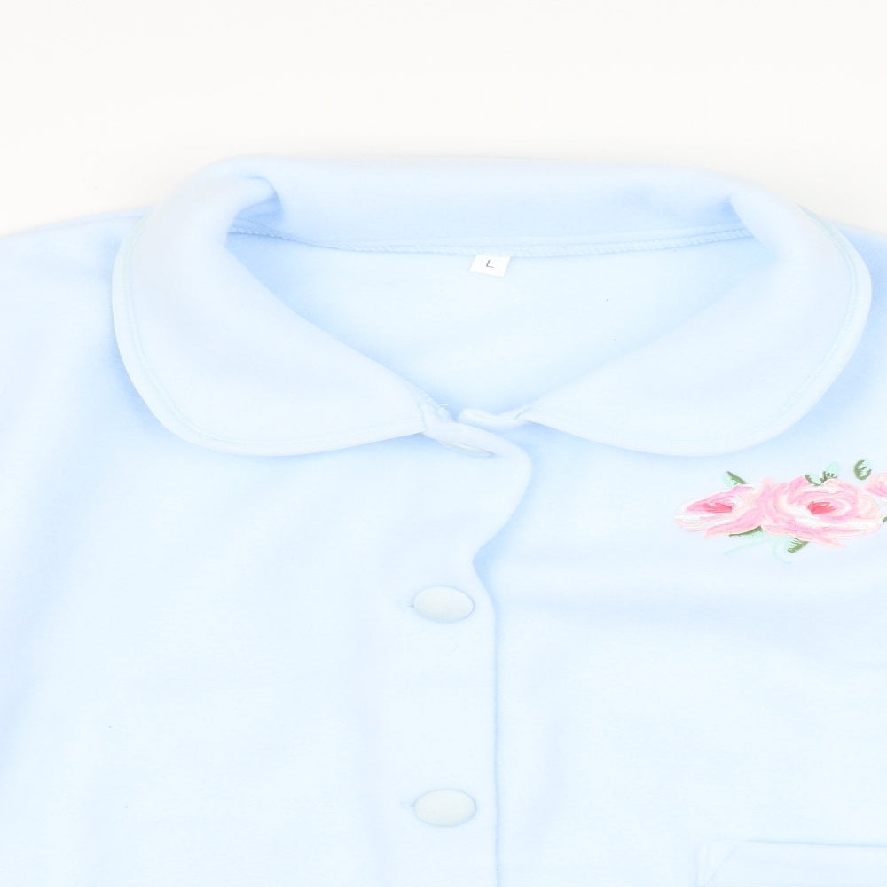 Preworn Womens Blue Floral Fleece Top Pyjama Top Size L