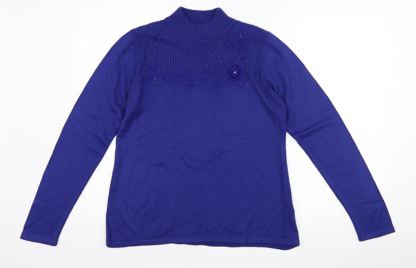 bm Collection Womens Purple Floral  Pullover Jumper Size S