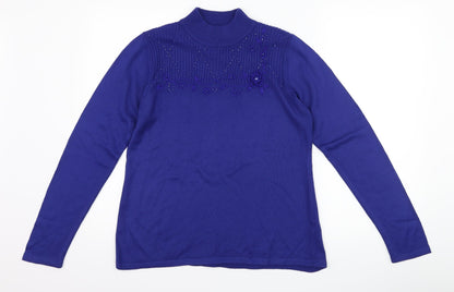 bm Collection Womens Purple Floral  Pullover Jumper Size S