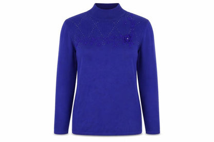 Bonmarché Womens Purple Floral Pullover Jumper Size S
