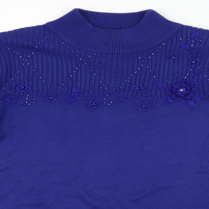 bm Collection Womens Purple Floral  Pullover Jumper Size S