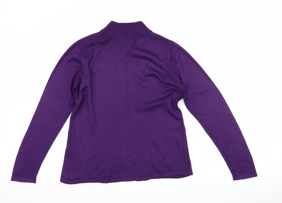 Bonmarché Womens Purple Floral Pullover Jumper Size S