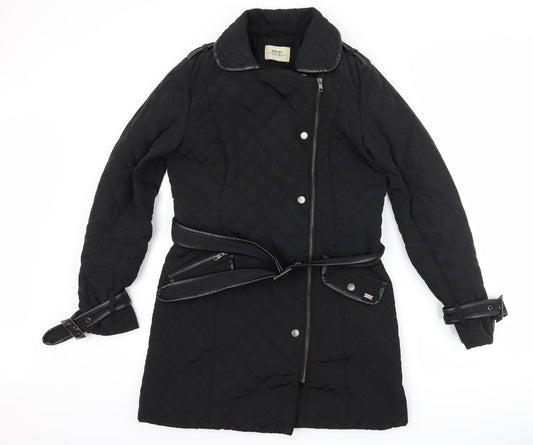 Papaya Womens Black   Quilted Coat Size 10  - Belt included