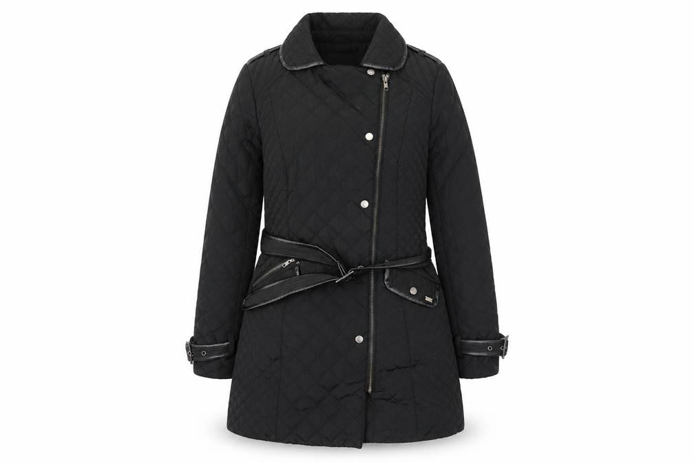 Womens UK Size 10 Papaya Black Quilted Coat
