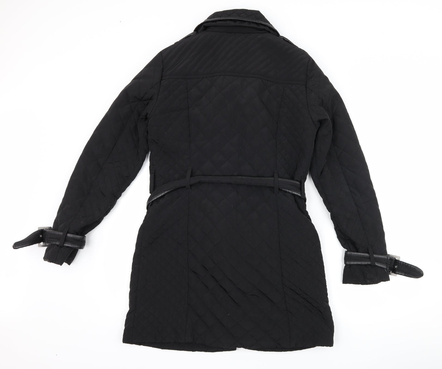 Womens UK Size 10 Papaya Black Quilted Coat