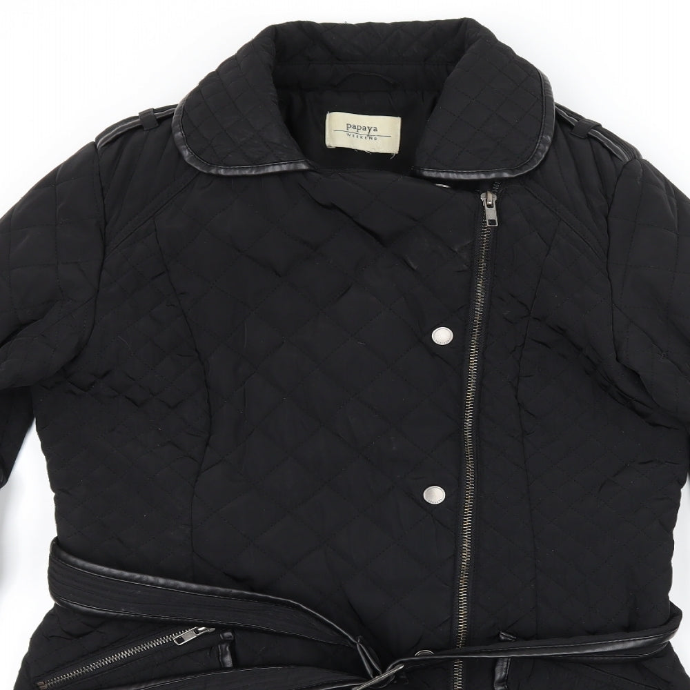 Womens UK Size 10 Papaya Black Quilted Coat