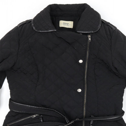 Womens UK Size 10 Papaya Black Quilted Coat