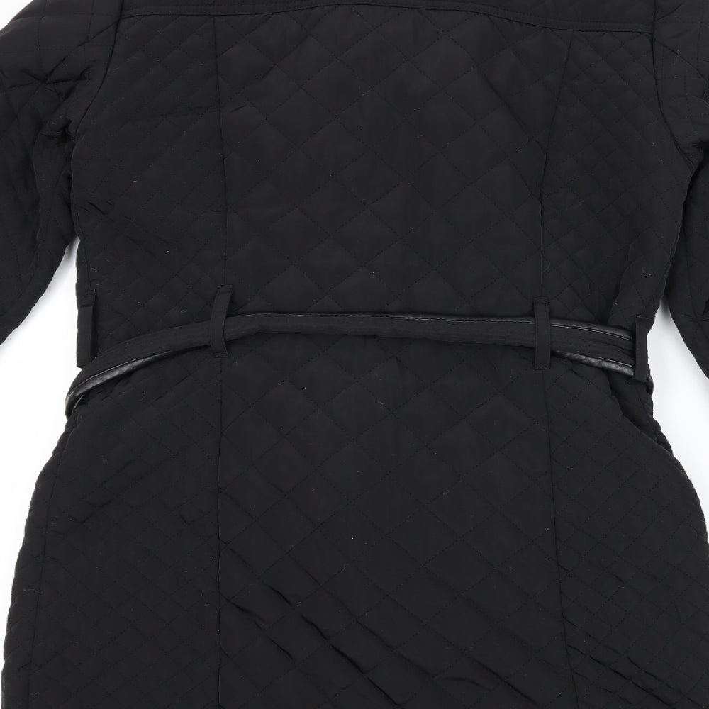 Womens UK Size 10 Papaya Black Quilted Coat