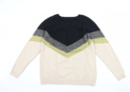 Preworn Womens Brown Striped  Pullover Jumper Size M