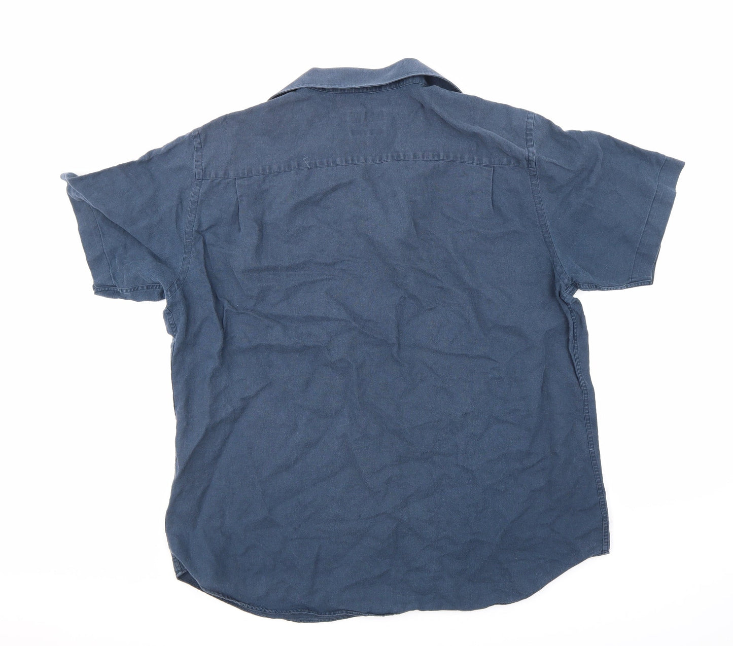 Mens UK Size 42 John Lewis Blue  Button-Up Short Sleeve Casual Shirt