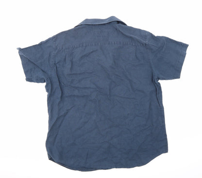 Mens UK Size 42 John Lewis Blue  Button-Up Short Sleeve Casual Shirt