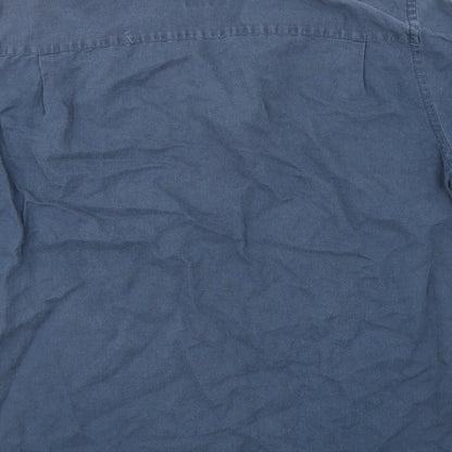 Mens UK Size 42 John Lewis Blue  Button-Up Short Sleeve Casual Shirt