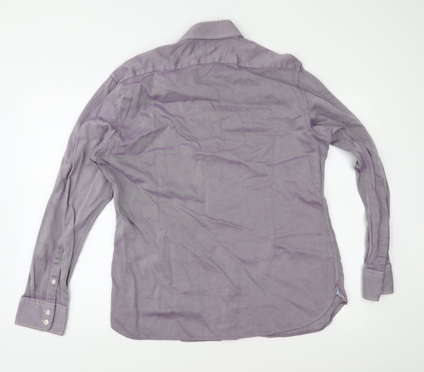 Mens UK Size 18 Marks and Spencer Purple  Button-Up Long Sleeve Casual Shirt