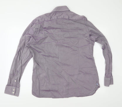 Mens UK Size 18 Marks and Spencer Purple  Button-Up Long Sleeve Casual Shirt