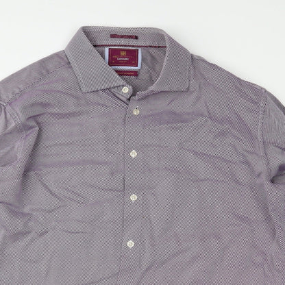 Mens UK Size 18 Marks and Spencer Purple  Button-Up Long Sleeve Casual Shirt