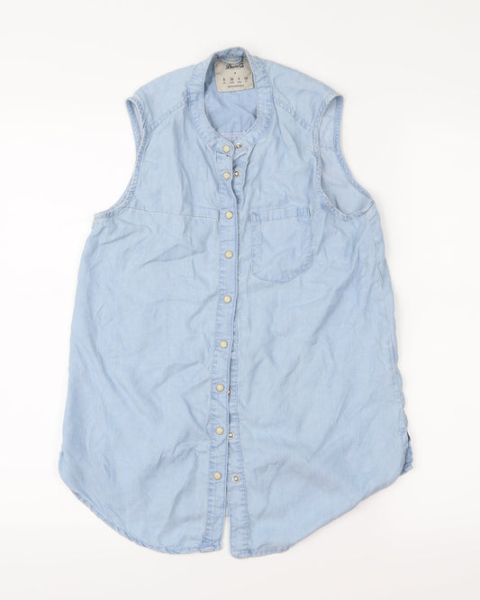 Denim & Co. Womens Blue   Basic Blouse Size 8