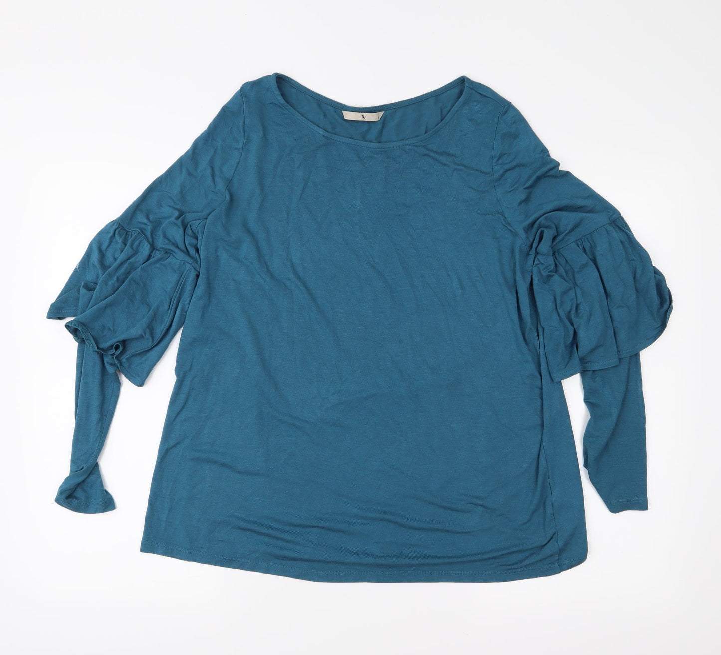 TU Womens Green  Jersey Basic Blouse Size 12